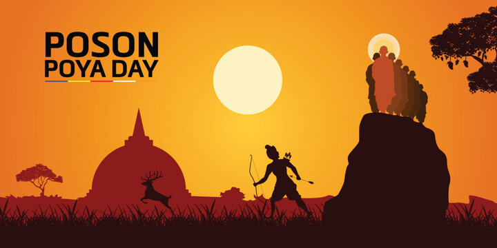 Poson Poya Day. Sri Lanka Poson Day. Mihinthale. EPS10