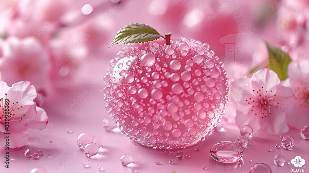 Poster pink flower with drops