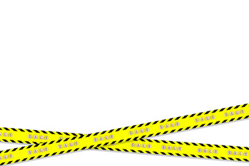 黒い斜めの注意線入りの黄色いセールのラインがクロスしたテープ