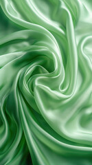 Obraz premium A detailed view of a swirling green satin fabric, resembling liquid or water in motion