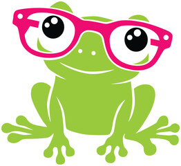 Flog, cute frog wearing glasses