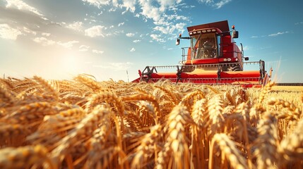 Fototapeta premium Agriculture Tractor in Field