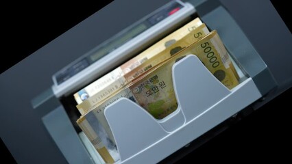 Counting 50,000 won bills in South Korea, money, 60fps, slow