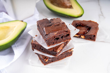 Homemade vegan avocado brownie dessert