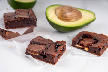 Homemade vegan avocado brownie dessert