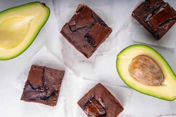 Homemade vegan avocado brownie dessert