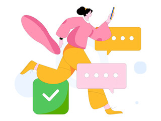 Virtual characters social communication concept business flat vector hand drawn illustration
