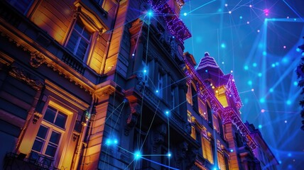 Obraz premium historic building equipped with discrete P-IoT sensors that monitor the structure's health without disturbing its aesthetic or historical significance