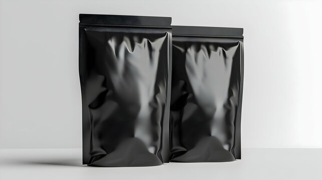 Black coffee bag Zip protein package mockup design Aluminum foil pouch, realistic snack food, nuts pack blank Whey protein sport container Resealable ziper sachet, tea packaging