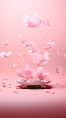 Petals flying on the pink podium