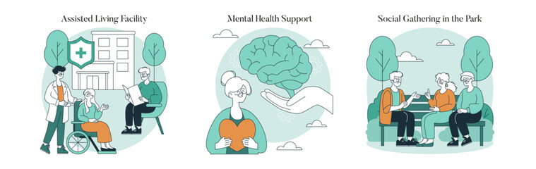 Boomer Health. Flat Vector Illustration