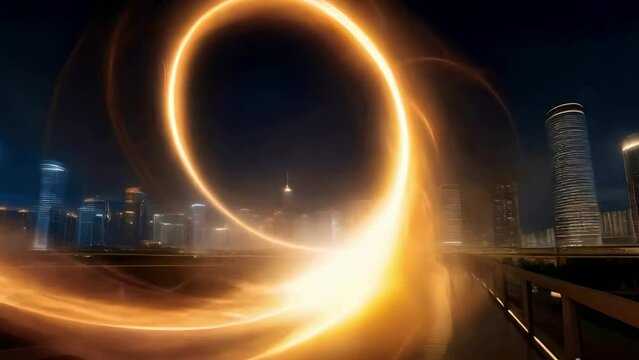 Energy seethes and pulsates, forming a swirling vortex of power and light enveloping the city. Video generative AI