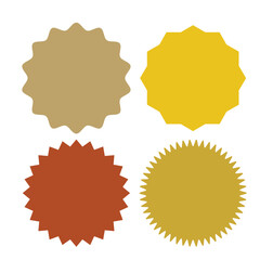 Set of starburst stamps on white background. Badges and labels various shapes. Wooden texture. Vector illustration	
