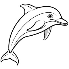 dolphin line art vector illustration.