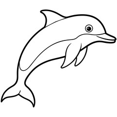 dolphin line art vector illustration.