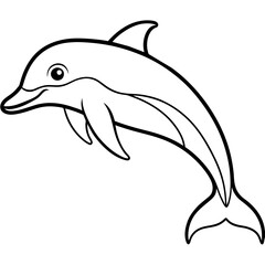dolphin line art vector illustration.