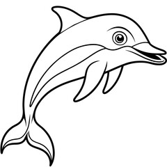 dolphin line art vector illustration.