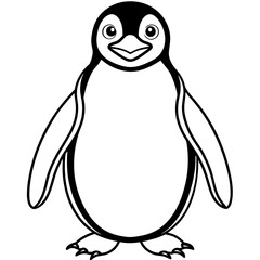 penguin line art vector illustration.