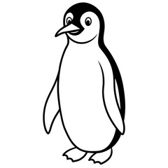 penguin line art vector illustration.