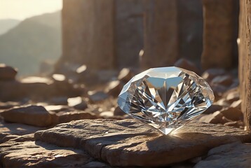 Obraz premium Crystal Clear: A Rendering of a Giant Diamond