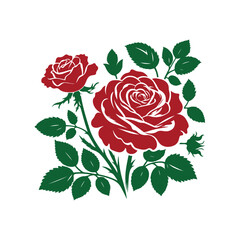 Rose silhouette Clip art isolated vector illustration on white background