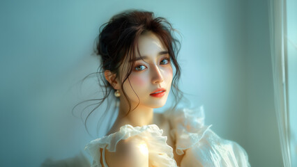 女性 かわいい 美しい アジア人 ポートレート