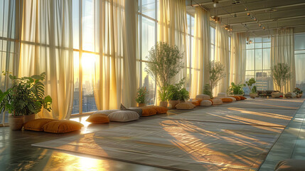 Fototapeta premium A large room with a lot of plants and a lot of pillows