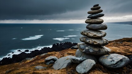 Fototapeta premium Captivating Twilight: Beauty Unveiled on the Rocky Seashore