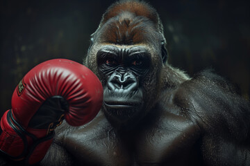 Obraz premium Powerful gorilla boxer ready for a fight