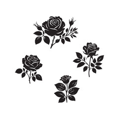 Rose silhouette Clip art isolated vector illustration on white background