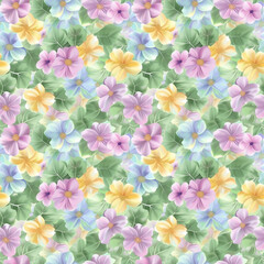 Floral variety color, form natural, seamless fabric pattern.
