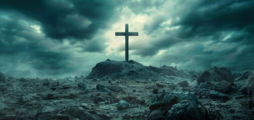 Naklejka premium cross on the hill