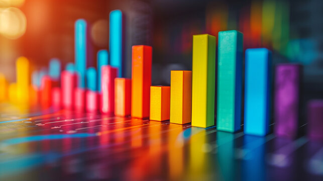 Colorful bar chart showing monthly sales results with X and Y axes and a legend describing categories - Powered by Adobe