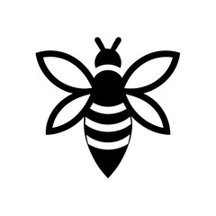 Honey bee logo design template with vector illustration. Flying honey bee icon symbol in line, flat, and color style. Vector illustration