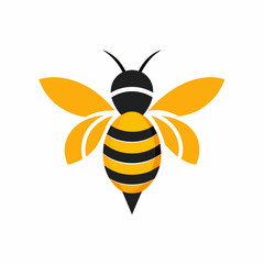 Honey bee logo design template with vector illustration. Flying honey bee icon symbol in line, flat, and color style. Vector illustration