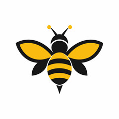 Honey bee logo design template with vector illustration. Flying honey bee icon symbol in line, flat, and color style. Vector illustration
