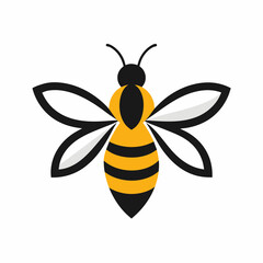 Honey bee logo design template with vector illustration. Flying honey bee icon symbol in line, flat, and color style. Vector illustration
