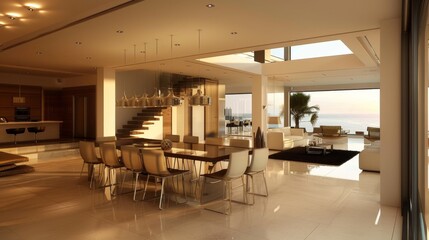 Contemporary Elegance: Stylish Modern Dining Area with Designer Table and Chic Decor