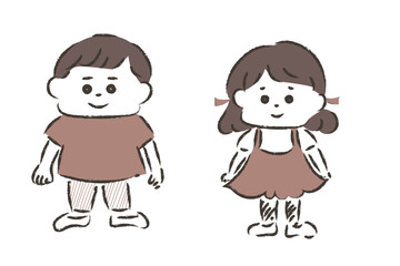 立って前を見ている子どもの手描きイラスト