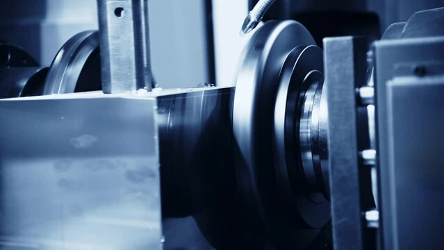 Close up of CNC machine lathe