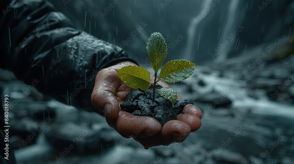 Poster plant in hand