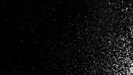 Distressed grainy white fine dust particles speckled gradient texture  on a black background