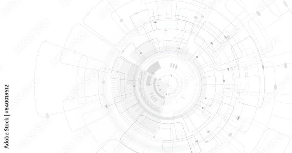Poster Abstract Digital electric circuit circle background.Image electric circuit on a white background.High-tech circuit board connection system concept.