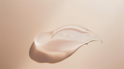 A swab of clear gel on a matte surface, framed by light, highlights its smooth, glossy look. Suitable for beauty product advertising.
