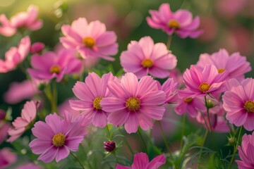 Obraz premium Abundance of pink blooms in garden