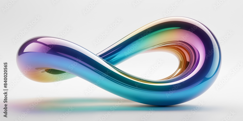 Wall mural twisted 3d infinity shape made of iridescent glass