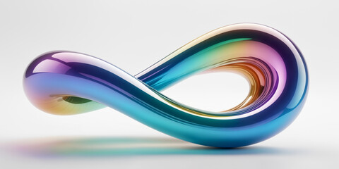 twisted 3D infinity shape made of iridescent glass