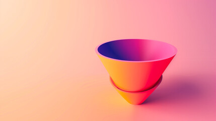 Minimalist sales funnel in stylish colors on the left side against a bright background with empty space.

