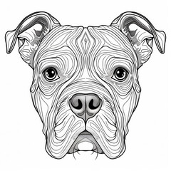 Intricate Line Art Illustration of a Dog's Face on White Background