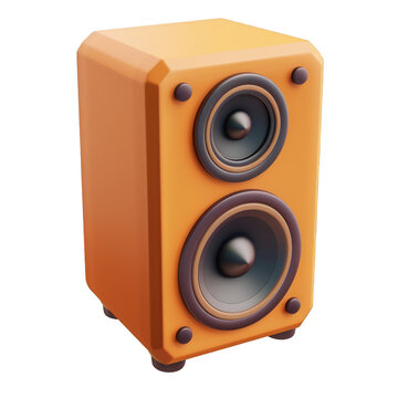 A 3D cartoon speaker amplifier, suitable for demonstrating audio products or scenes related to music and entertainment isolated on transparent background cutout png